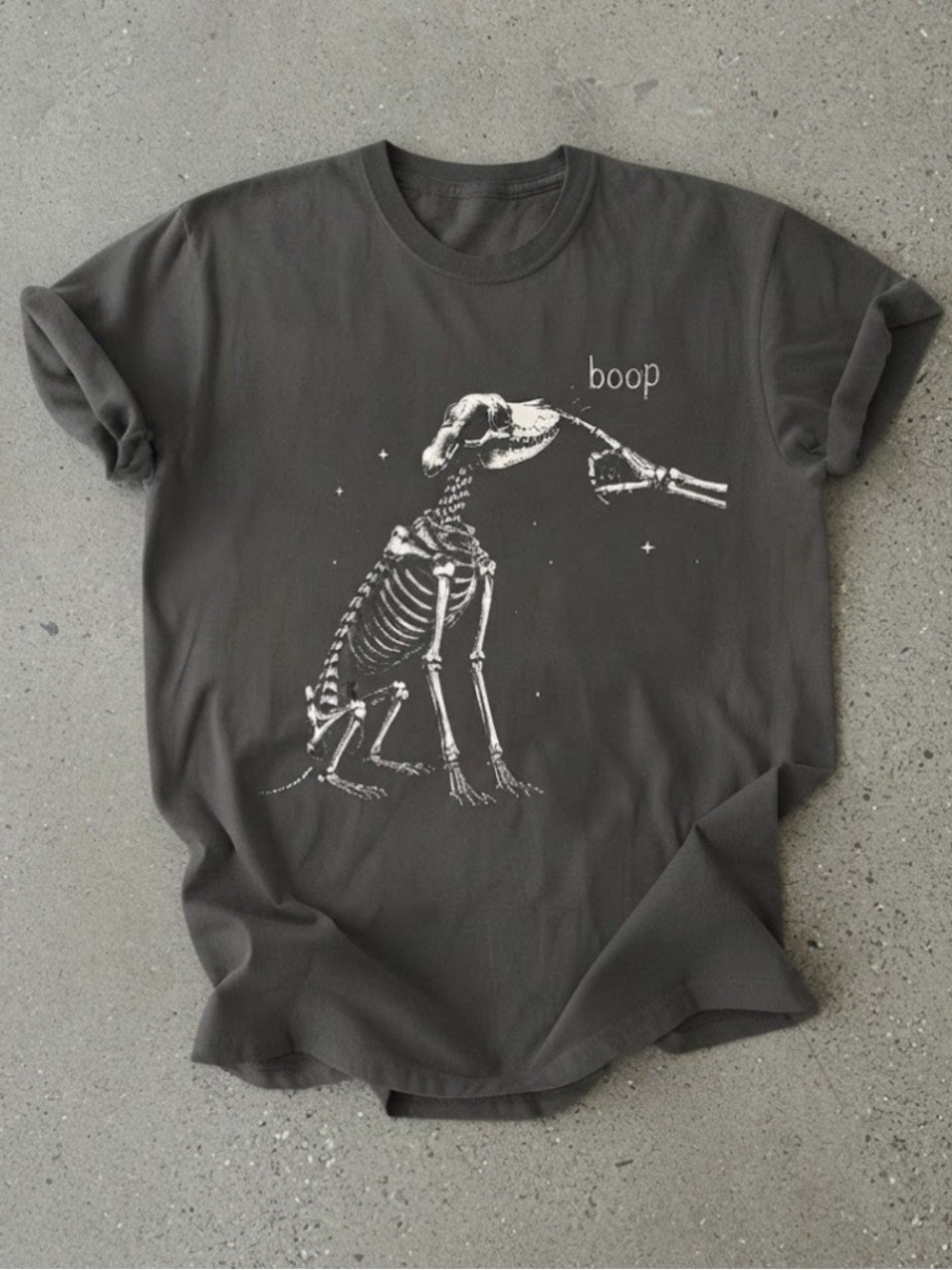 Boop Skeleton Dog Cute Graphic Dark Grey Comfort Color T-Shirt